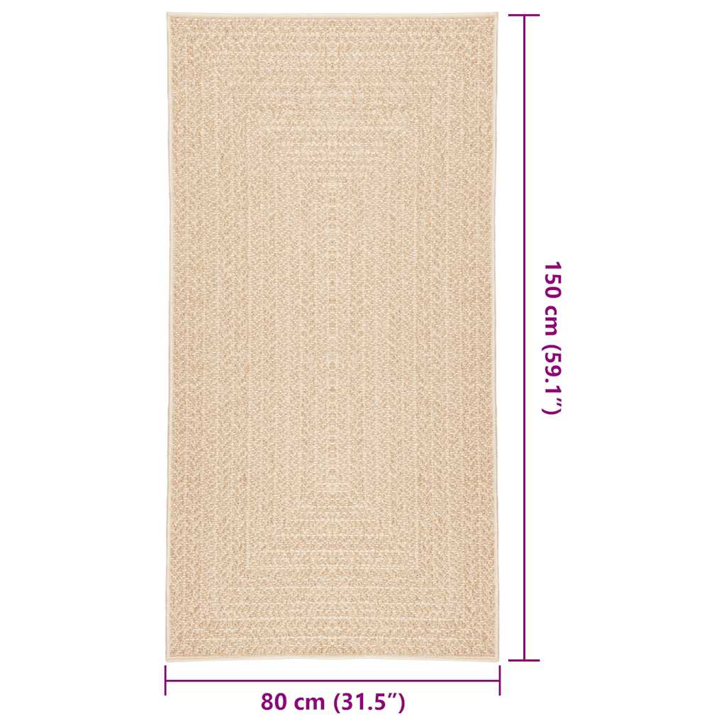 Teppich ZIZUR Beige 80x150 cm Jute-Optik Indoor und Outdoor