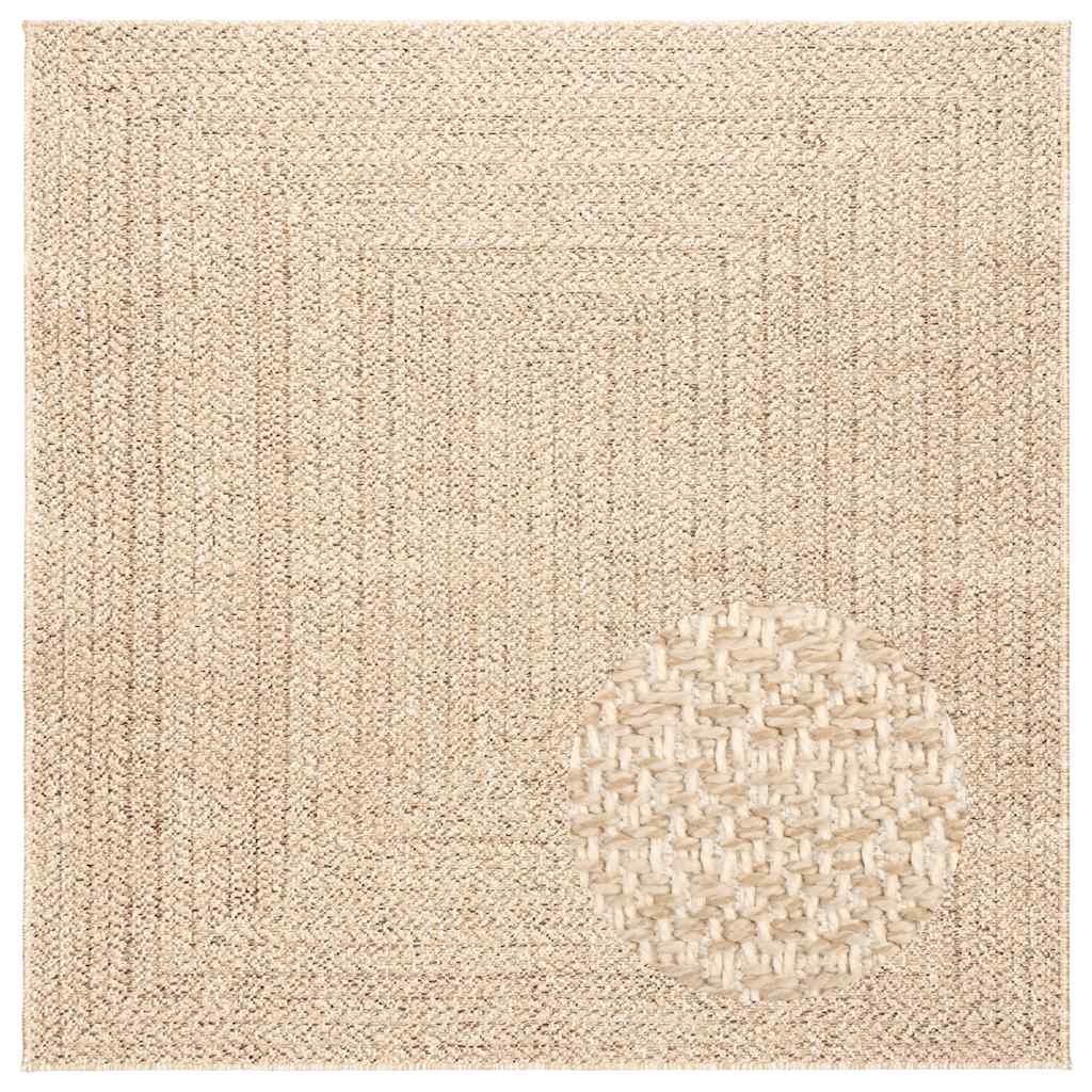 Teppich ZIZUR Beige 120x120 cm Jute-Optik Indoor und Outdoor