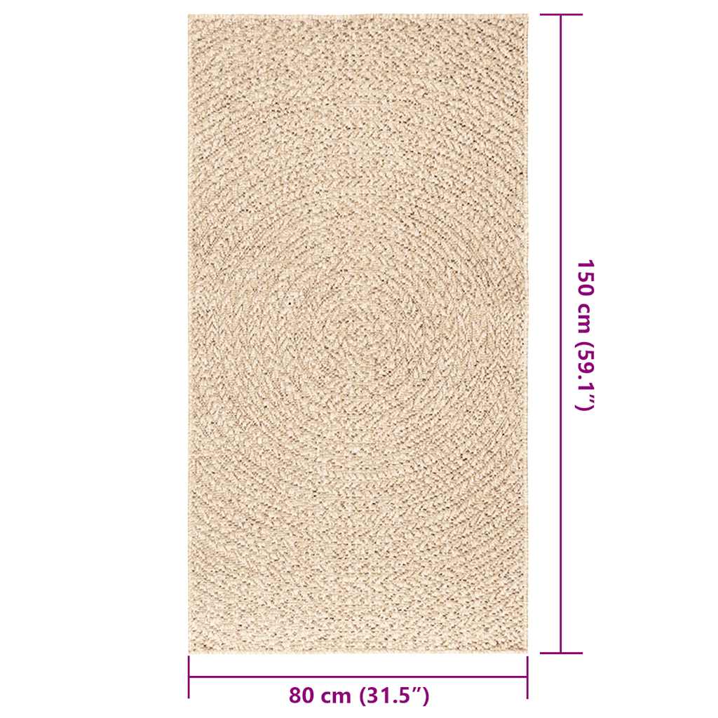 Teppich ZIZUR Beige 80x150 cm Jute-Optik Indoor und Outdoor