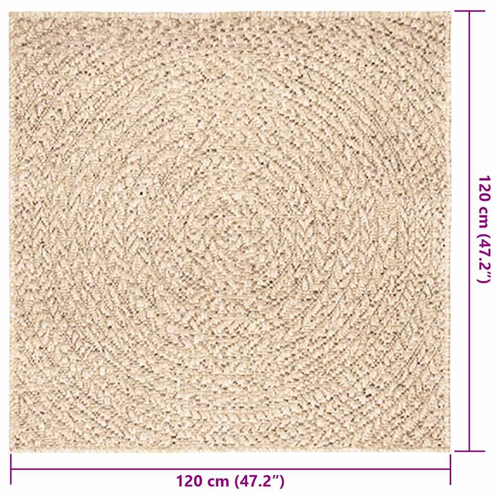 Teppich ZIZUR Beige 120x120 cm Jute-Optik Indoor und Outdoor