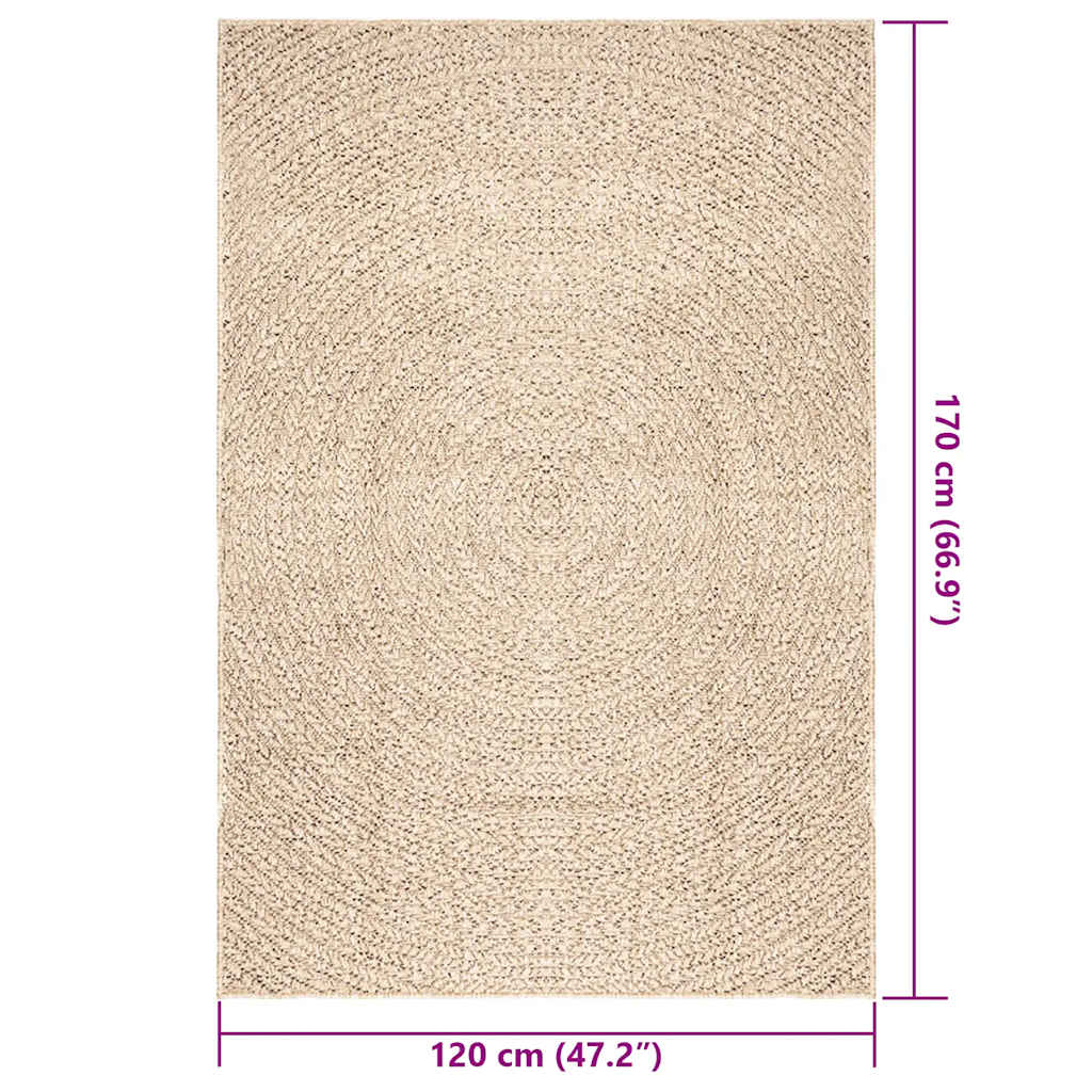 Teppich ZIZUR Beige 120x170 cm Jute-Optik Indoor und Outdoor