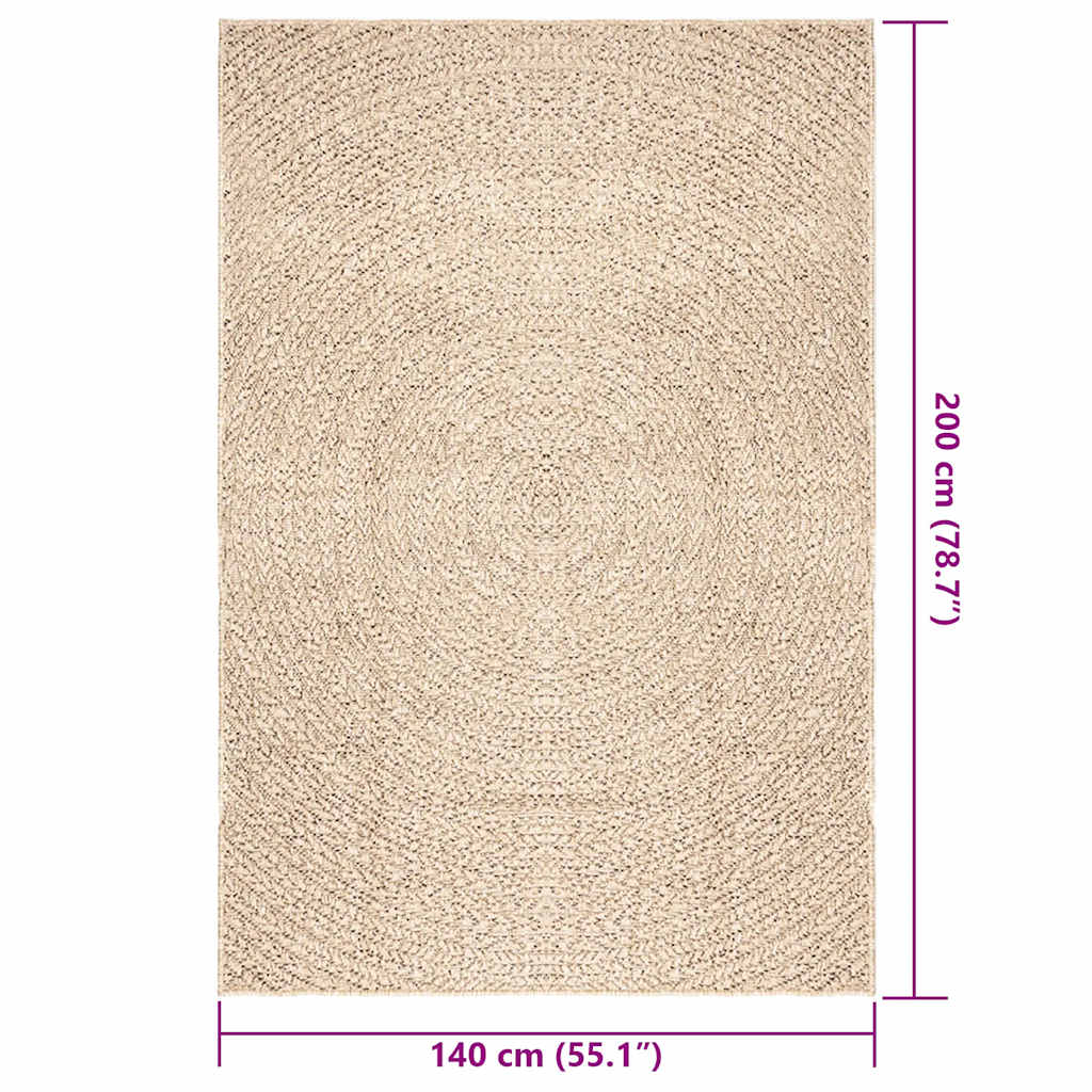 Teppich ZIZUR Beige 140x200 cm Jute-Optik Indoor und Outdoor