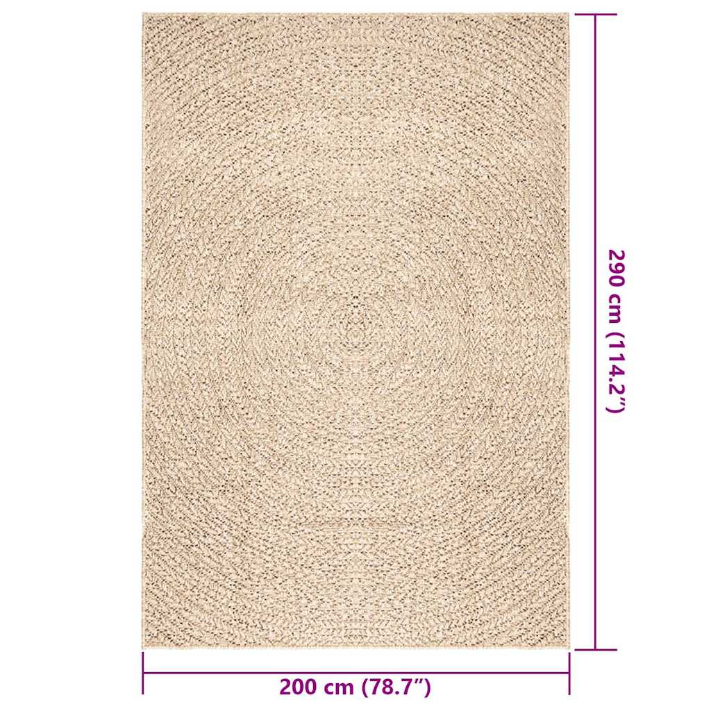 Teppich ZIZUR Beige 200x290 cm Jute-Optik Indoor und Outdoor