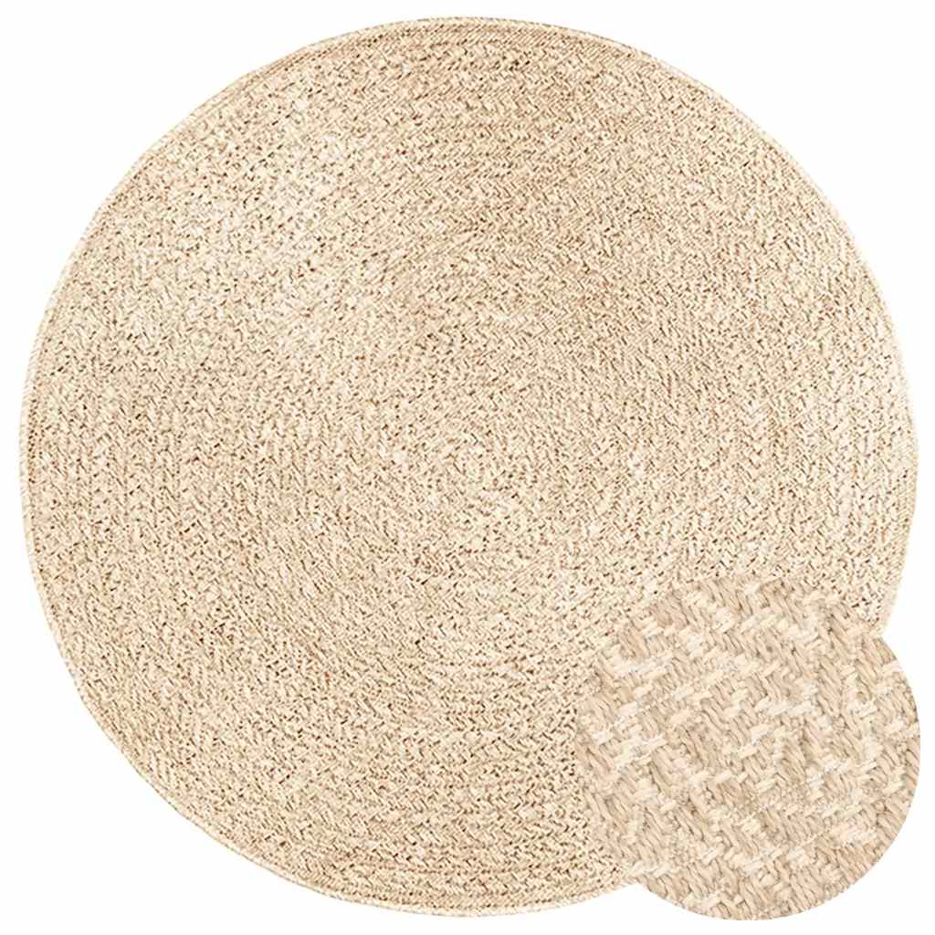 Teppich ZIZUR Beige Ø 120 cm Jute-Optik Indoor und Outdoor