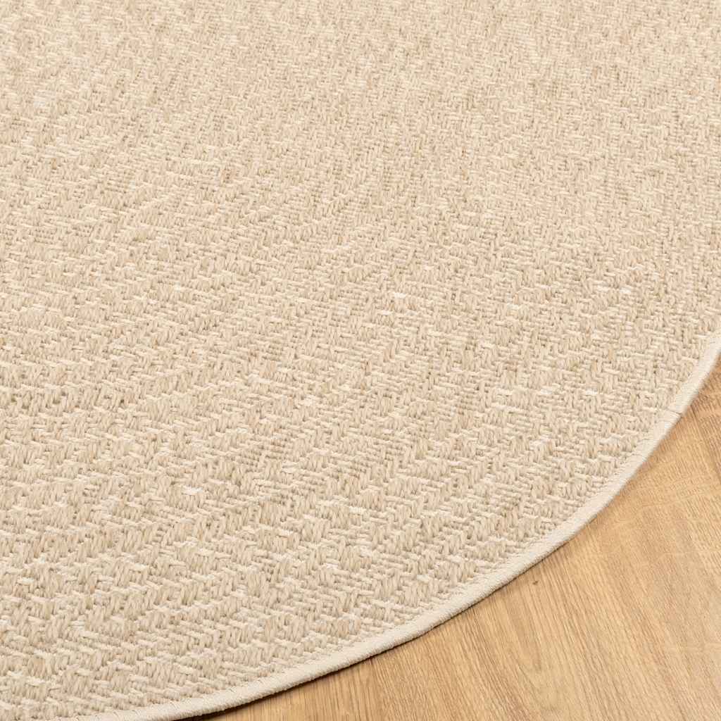 Teppich ZIZUR Beige Ø 120 cm Jute-Optik Indoor und Outdoor