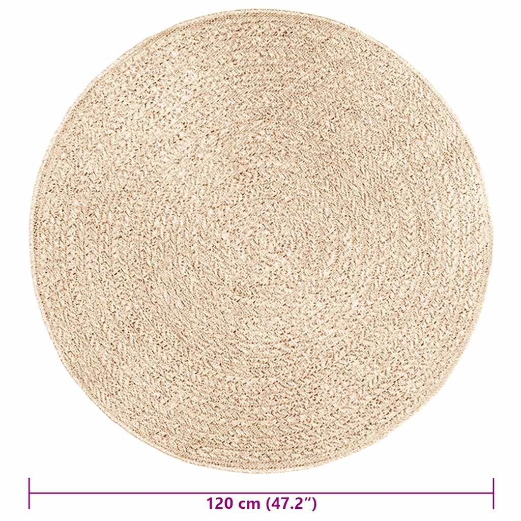 Teppich ZIZUR Beige Ø 120 cm Jute-Optik Indoor und Outdoor