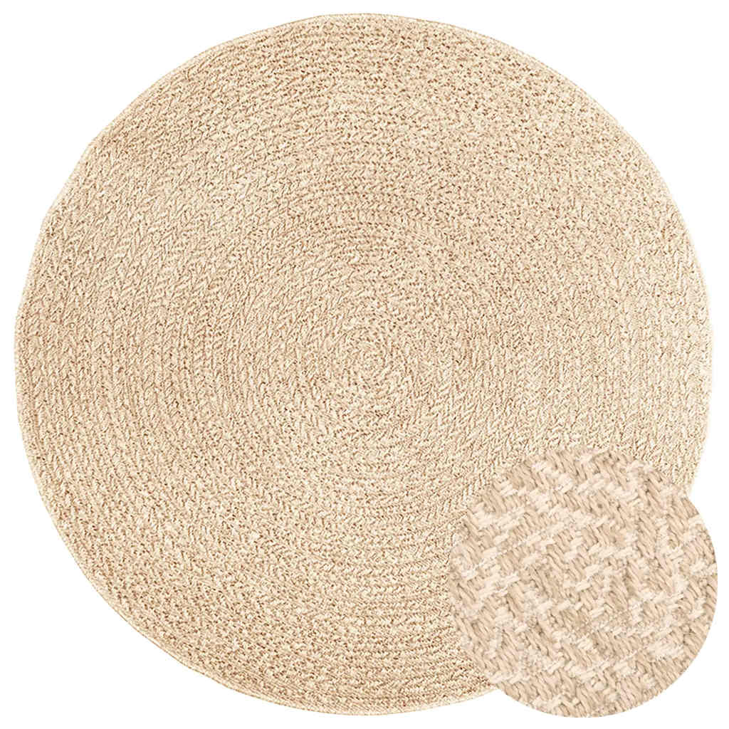 Teppich ZIZUR Beige Ø 160 cm Jute-Optik Indoor und Outdoor