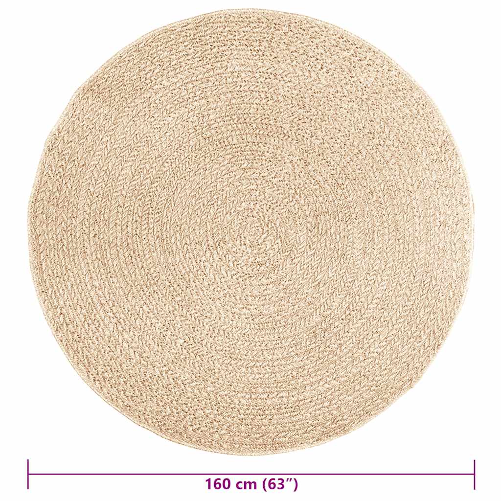 Teppich ZIZUR Beige Ø 160 cm Jute-Optik Indoor und Outdoor