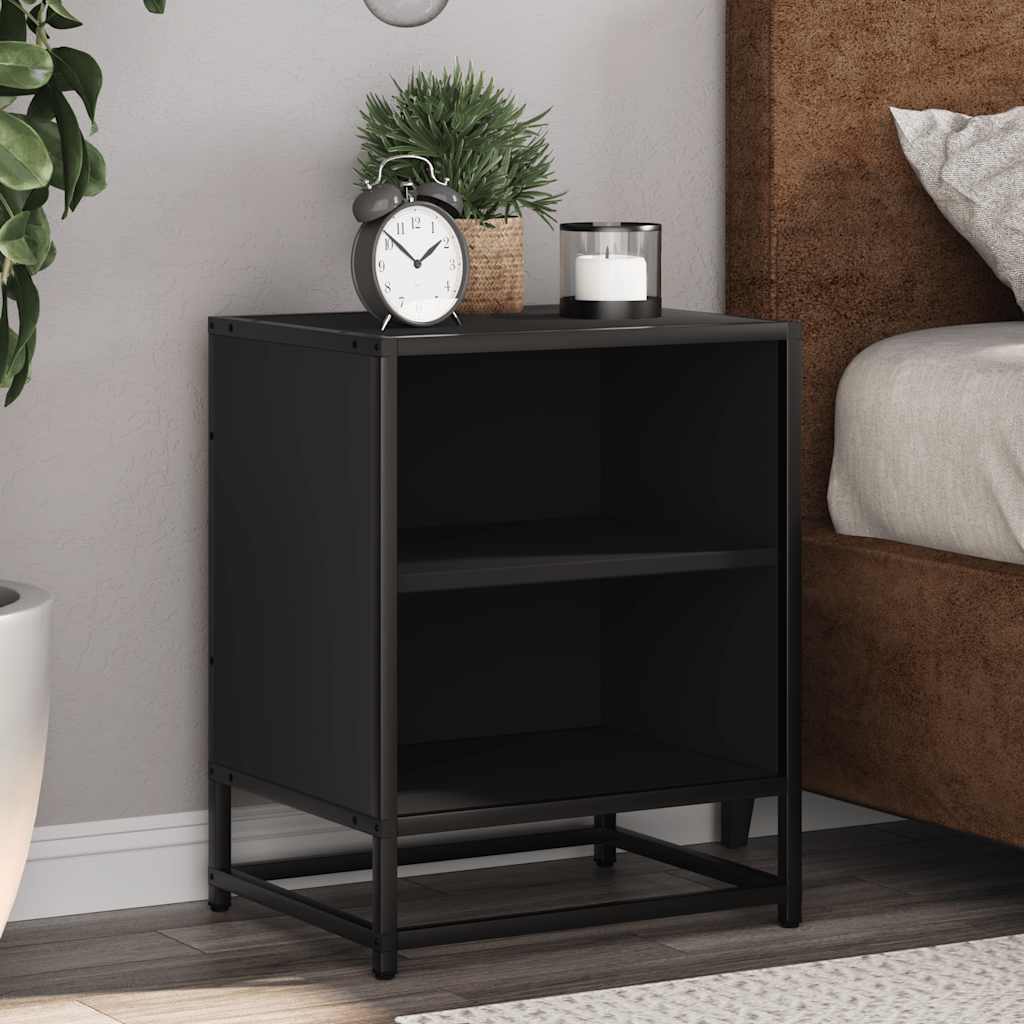 Nachttisch Schwarz 40x31x50 cm Holzwerkstoff und Metall