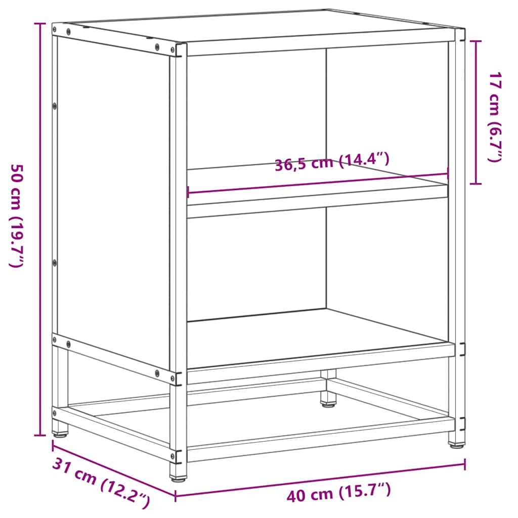 Nachttisch Schwarz 40x31x50 cm Holzwerkstoff und Metall