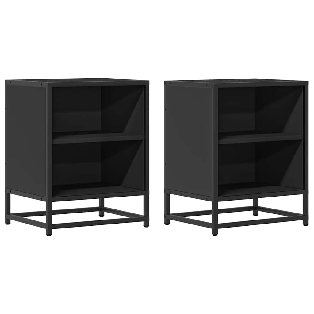 Nachttische 2 Stk. Schwarz 40x31x50 cm Holzwerkstoff und Metall