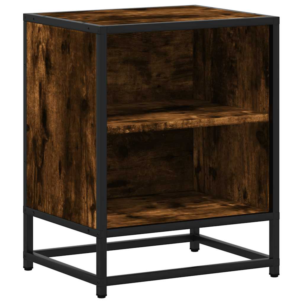 Nachttische 2 Stk. Räuchereiche 40x31x50cm Holzwerkstoff Metall
