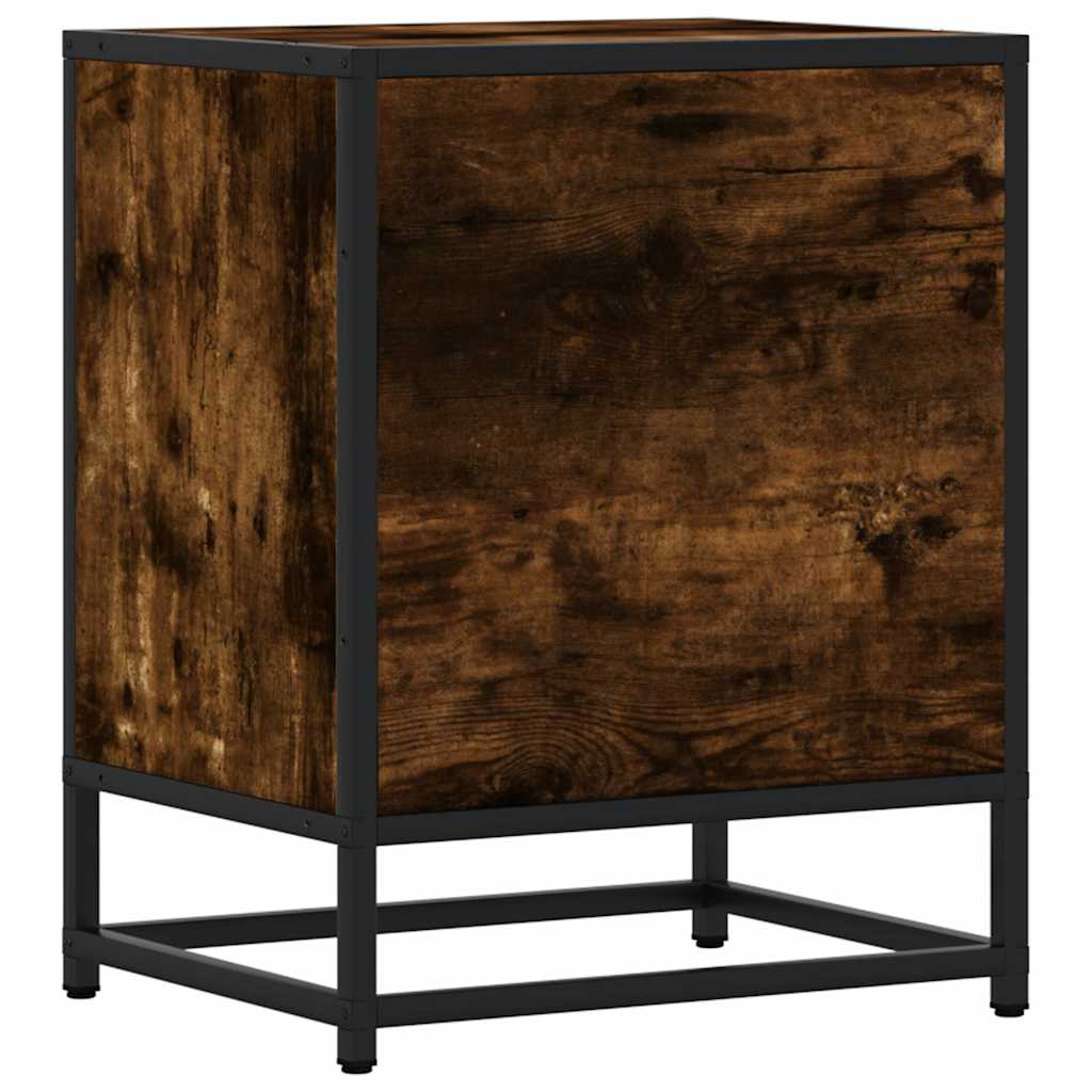 Nachttische 2 Stk. Räuchereiche 40x31x50cm Holzwerkstoff Metall