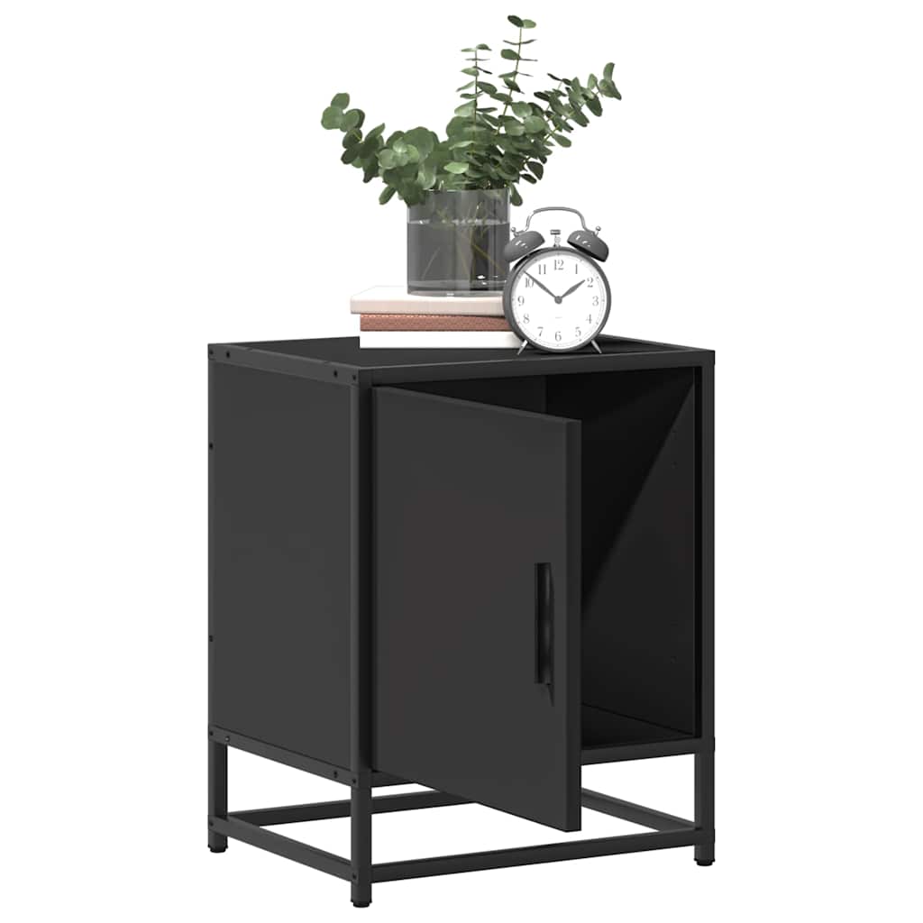 Nachttisch Schwarz 40x31x50 cm Holzwerkstoff und Metall