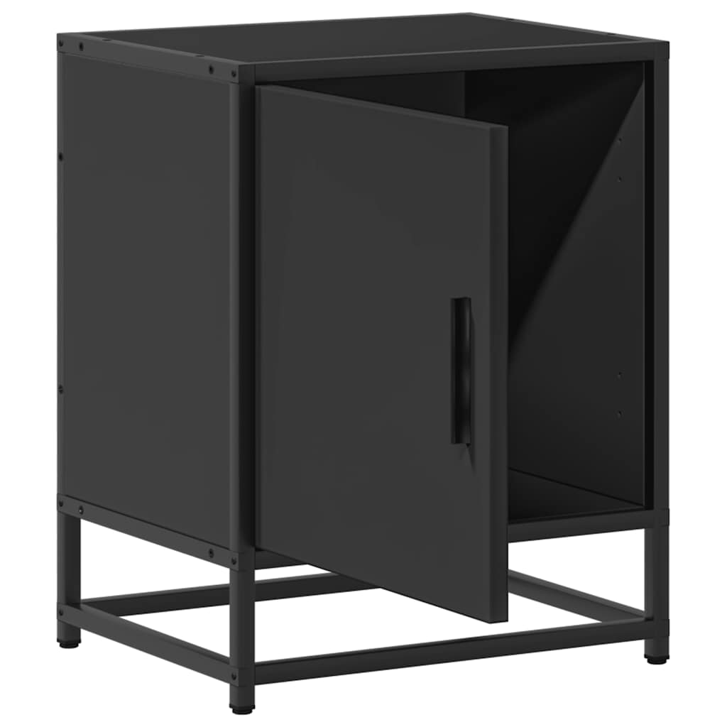 Nachttisch Schwarz 40x31x50 cm Holzwerkstoff und Metall