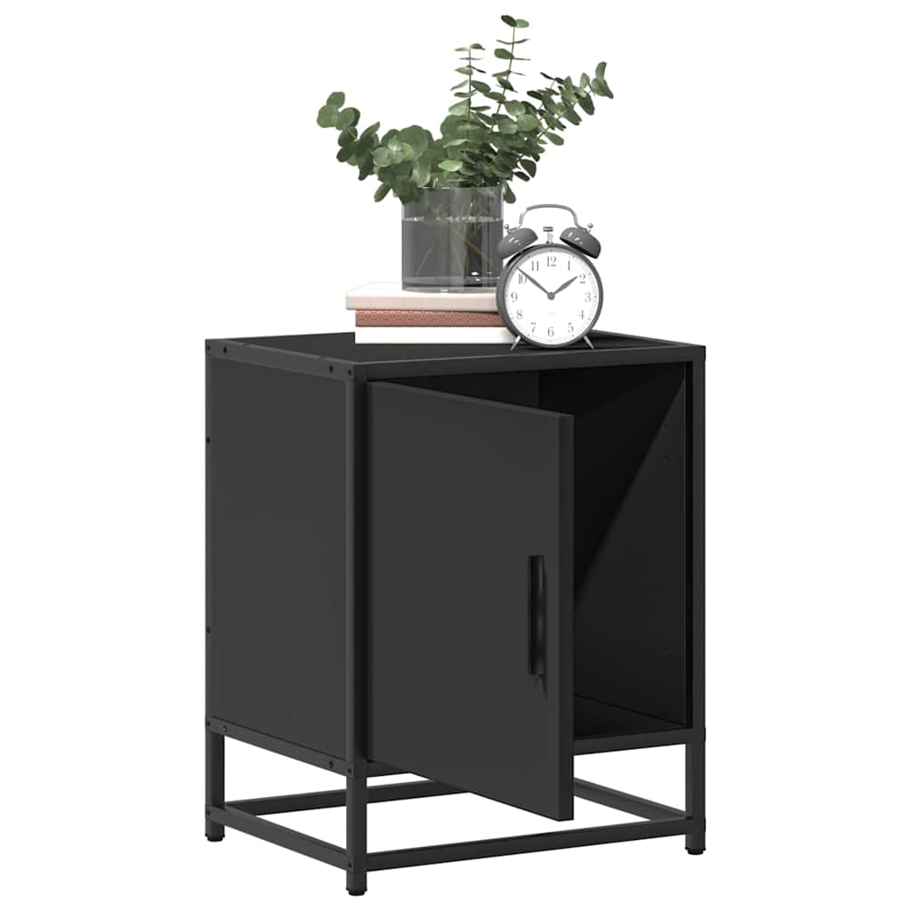 Nachttische 2 Stk. Schwarz 40x31x50 cm Holzwerkstoff und Metall