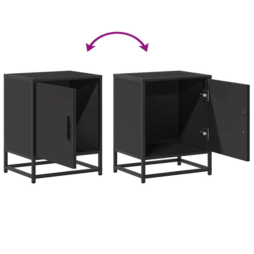 Nachttische 2 Stk. Schwarz 40x31x50 cm Holzwerkstoff und Metall