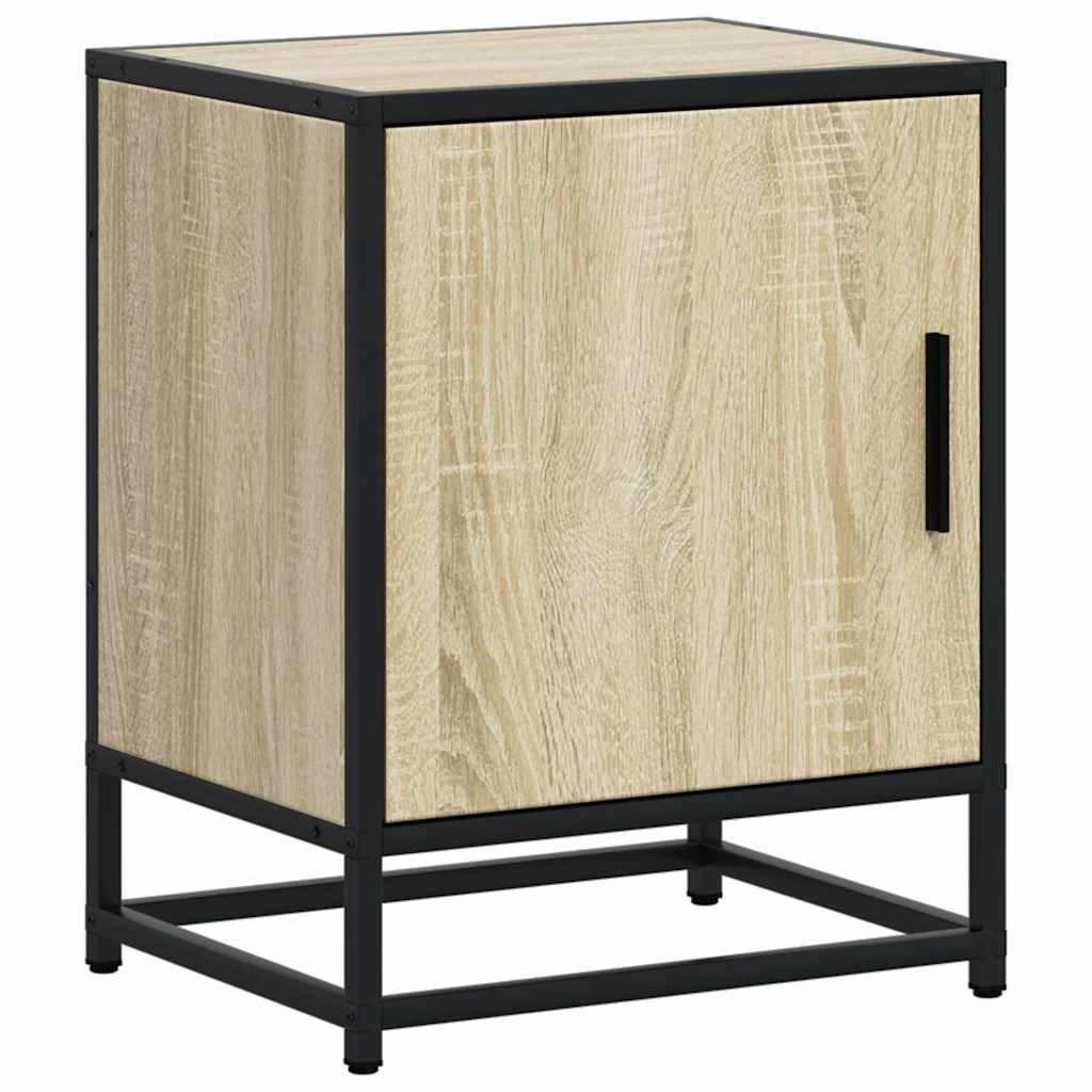 Nachttische 2 Stk. Sonoma-Eiche 40x31x50cm Holzwerkstoff Metall
