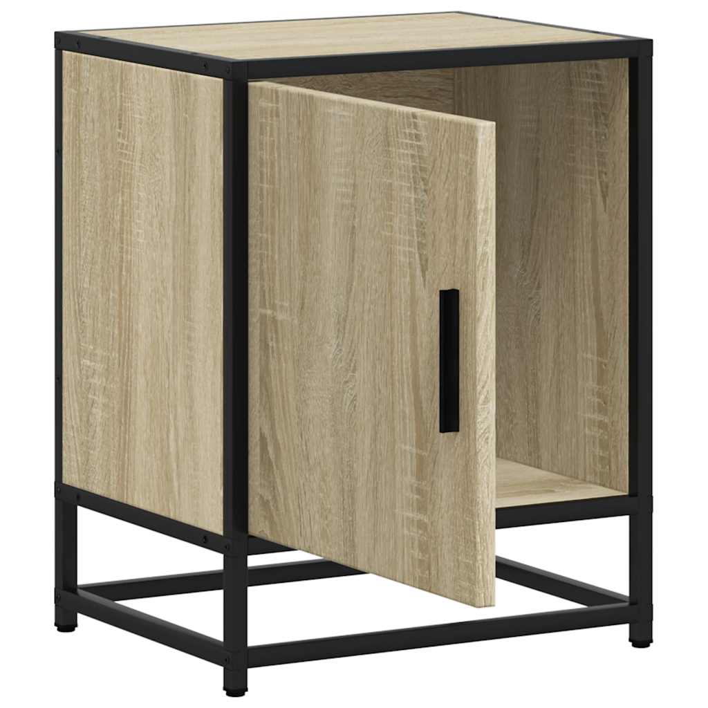 Nachttische 2 Stk. Sonoma-Eiche 40x31x50cm Holzwerkstoff Metall
