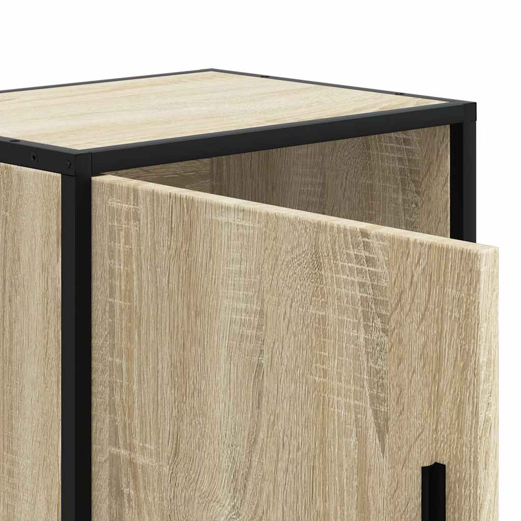 Nachttische 2 Stk. Sonoma-Eiche 40x31x50cm Holzwerkstoff Metall