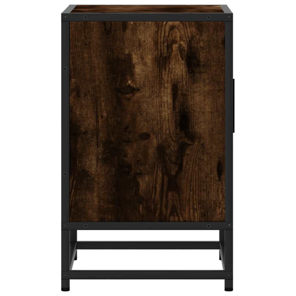 Nachttische 2 Stk. Räuchereiche 40x31x50cm Holzwerkstoff Metall