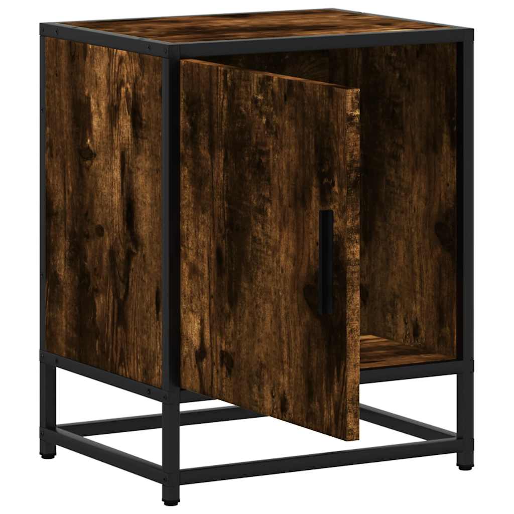 Nachttische 2 Stk. Räuchereiche 40x31x50cm Holzwerkstoff Metall