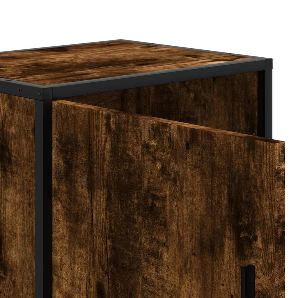 Nachttische 2 Stk. Räuchereiche 40x31x50cm Holzwerkstoff Metall