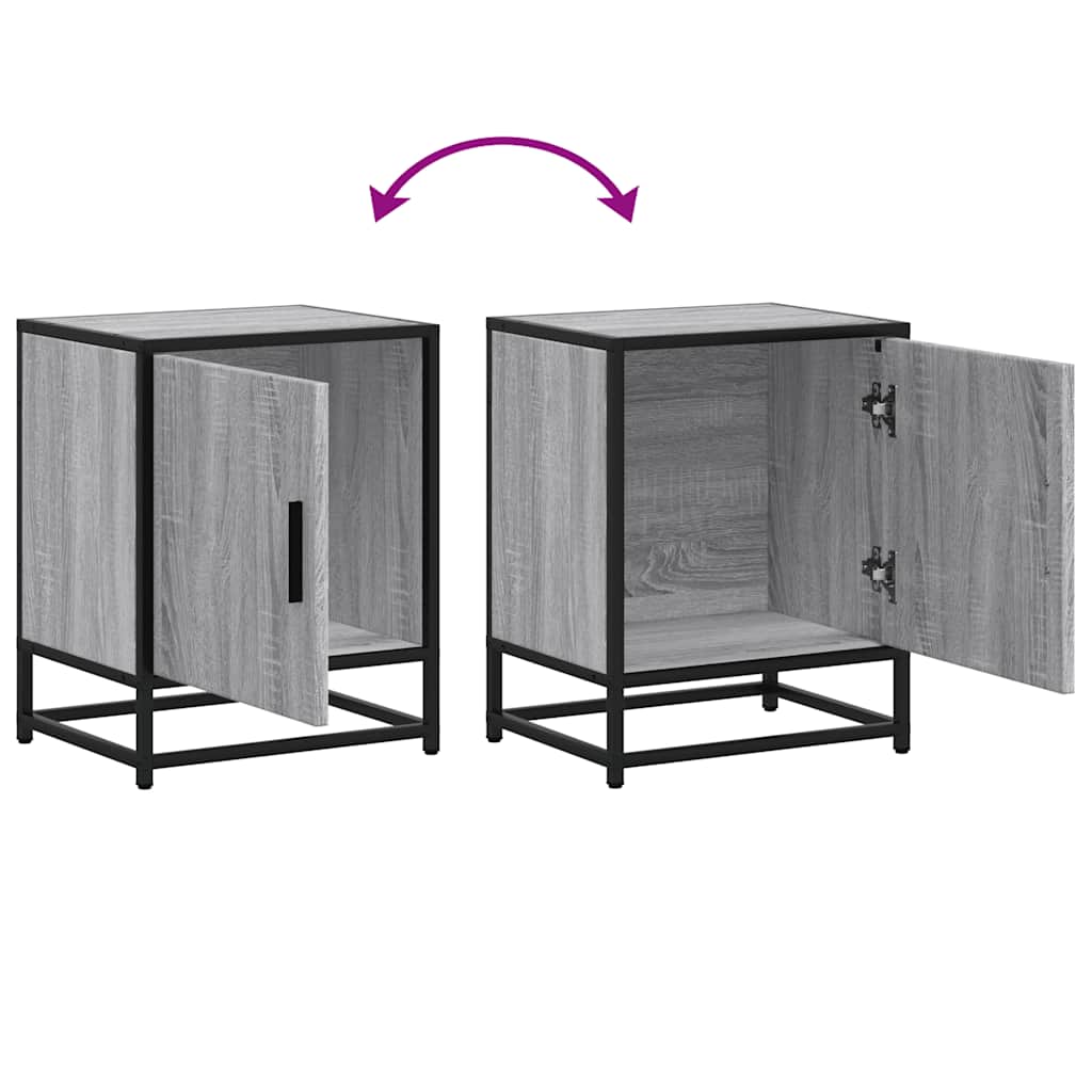 Nachttisch Grau Sonoma 40x31x50 cm Holzwerkstoff und Metall