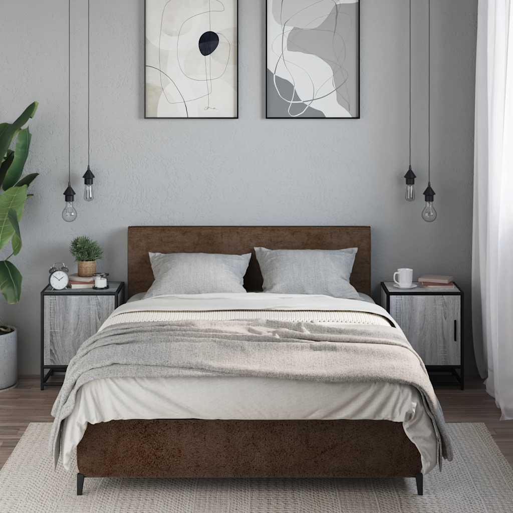 Nachttische 2 Stk. Grau Sonoma 40x31x50 cm Holzwerkstoff Metall