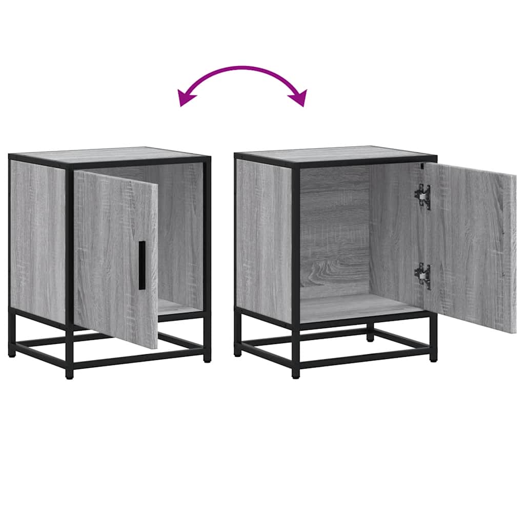 Nachttische 2 Stk. Grau Sonoma 40x31x50 cm Holzwerkstoff Metall