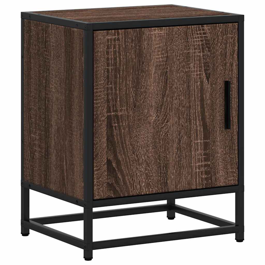 Nachttisch Braun Eichen-Optik 40x31x50 cm Holzwerkstoff Metall