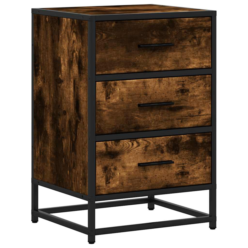 Nachttisch Räuchereiche 40x34,5x60 cm Holzwerkstoff und Metall