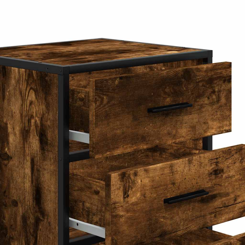 Nachttisch Räuchereiche 40x34,5x60 cm Holzwerkstoff und Metall
