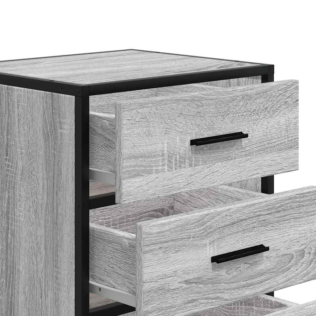 Nachttisch Grau Sonoma 40x34,5x60 cm Holzwerkstoff und Metall