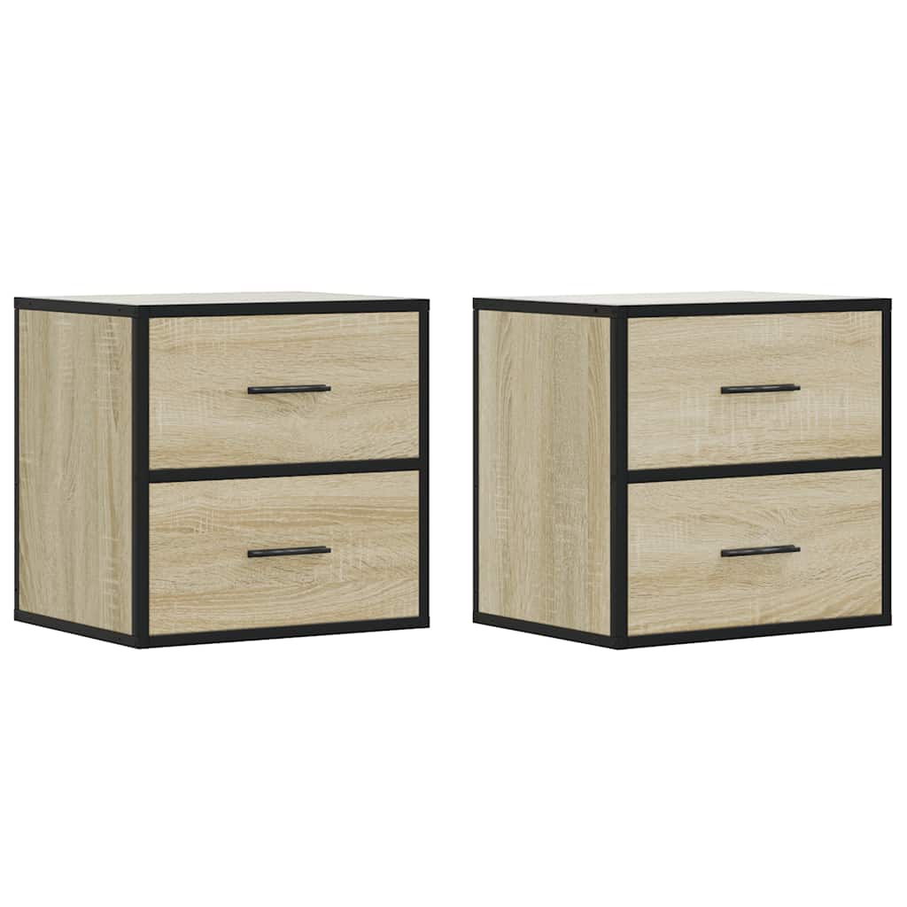 Wand-Nachttische 2 Stk. Sonoma-Eiche 40x31x39,5 cm