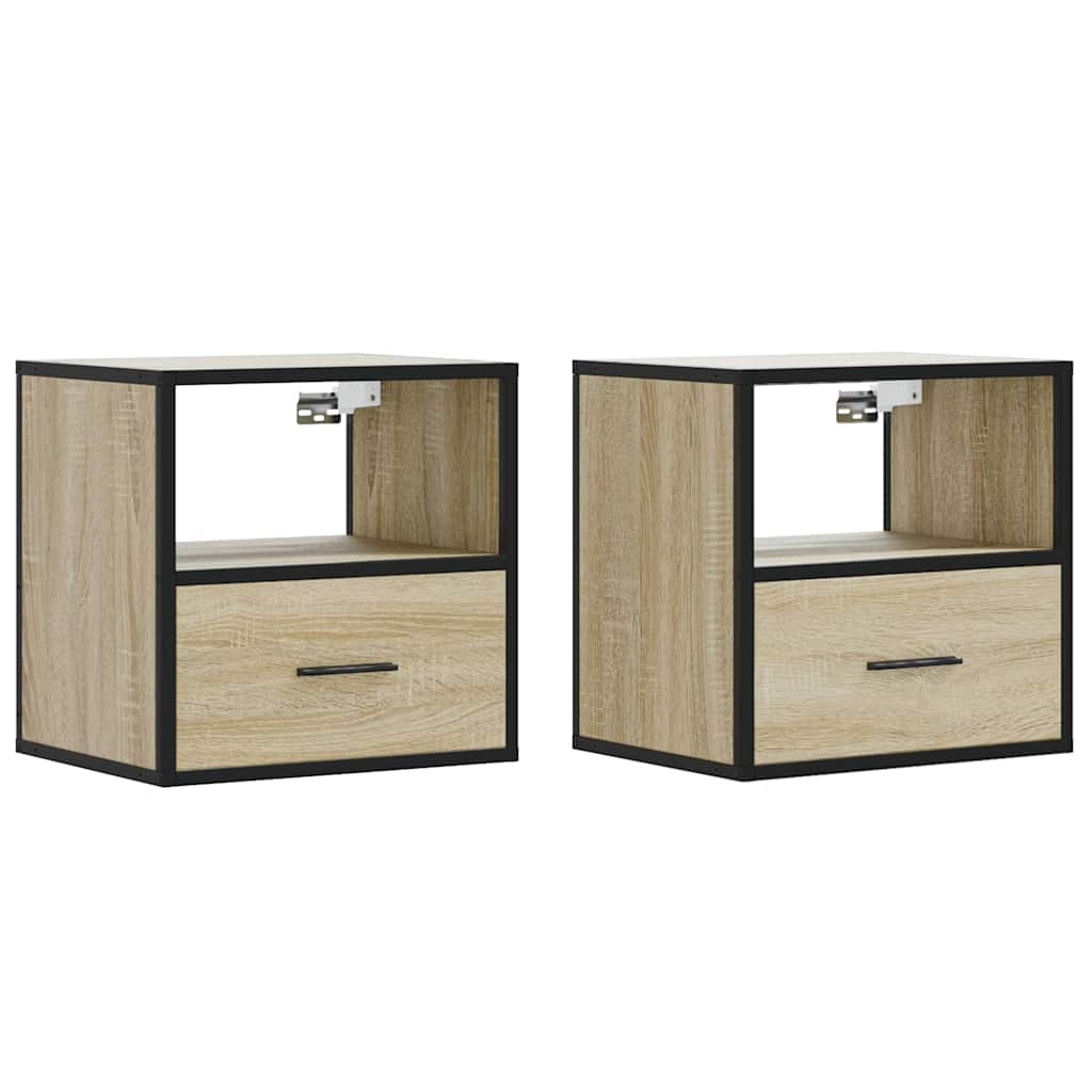 Wand-Nachttische 2 Stk. Sonoma-Eiche 40x31x39,5 cm