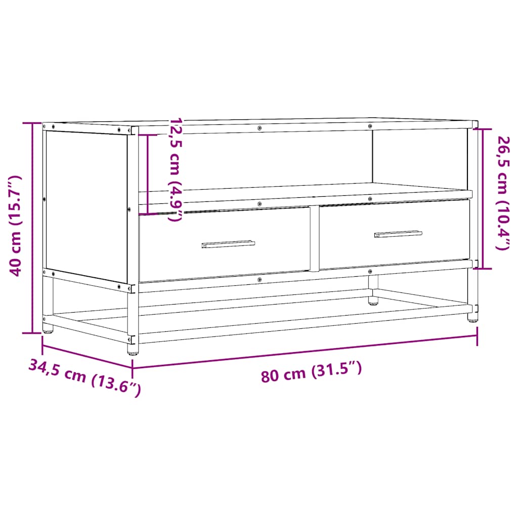 TV-Schrank Schwarz 80x34,5x40 cm Holzwerkstoff und Metall
