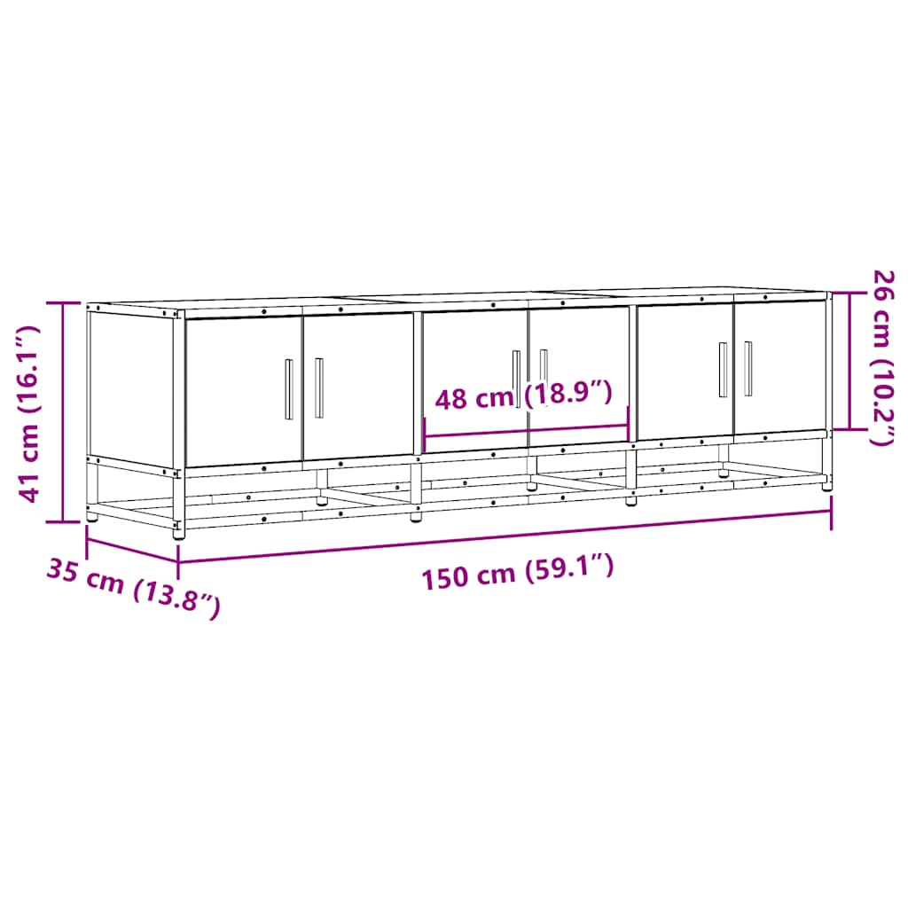 TV-Schrank Braun Eichen-Optik 150x35x41 cm Holzwerkstoff Metall