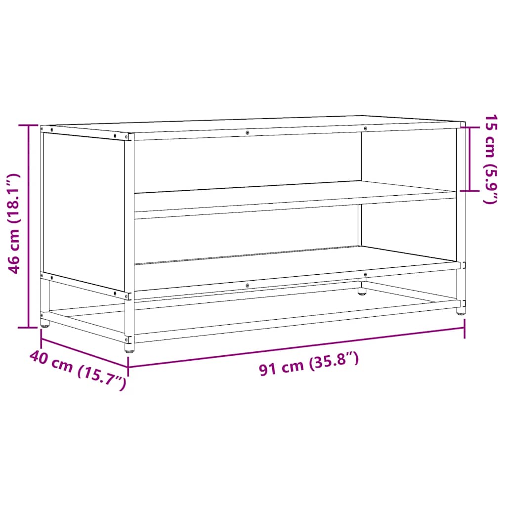 TV-Schrank Schwarz 91x40x46 cm Holzwerkstoff und Metall