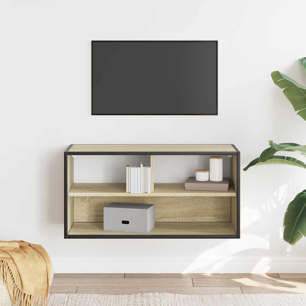 TV-Schrank Sonoma-Eiche 80x31x39,5 cm Holzwerkstoff und Metall