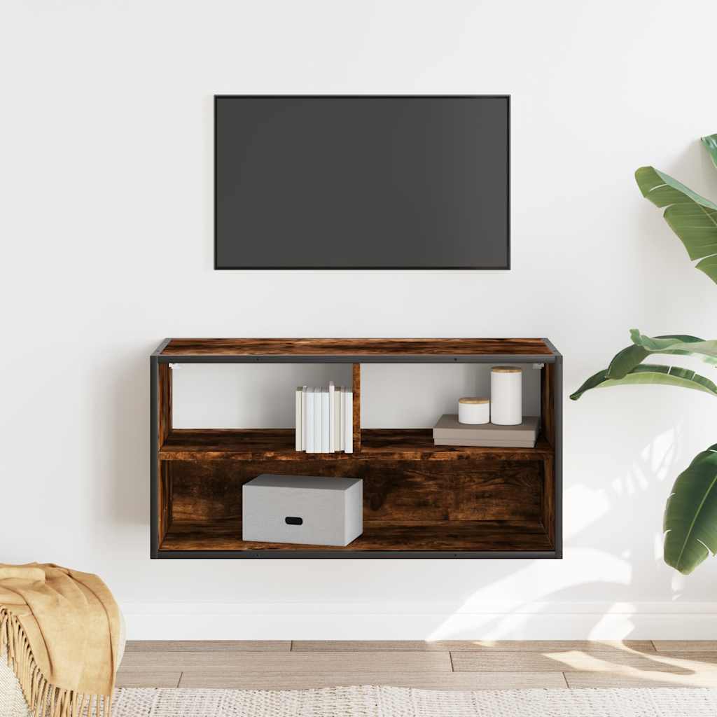 TV-Schrank Räuchereiche 80x31x39,5 cm Holzwerkstoff und Metall