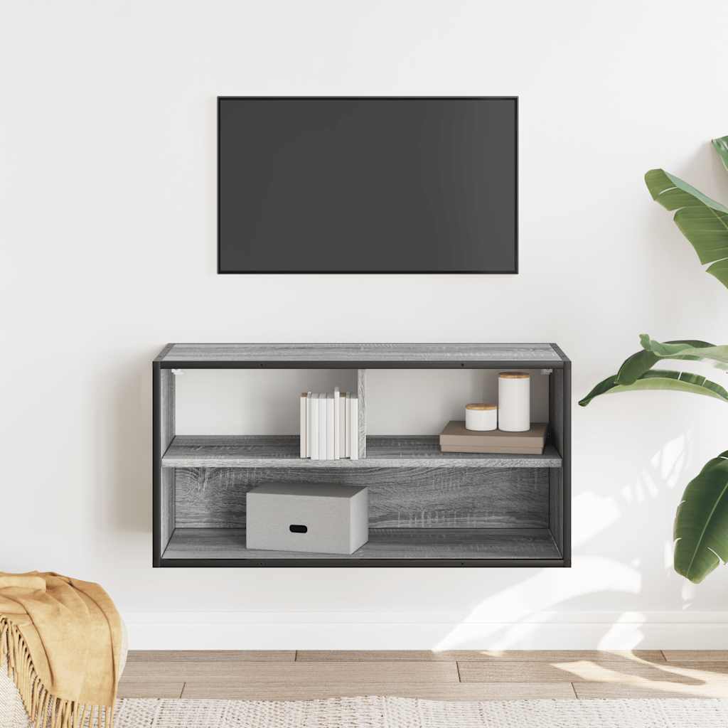 TV-Schrank Grau Sonoma 80x31x39,5 cm Holzwerkstoff und Metall