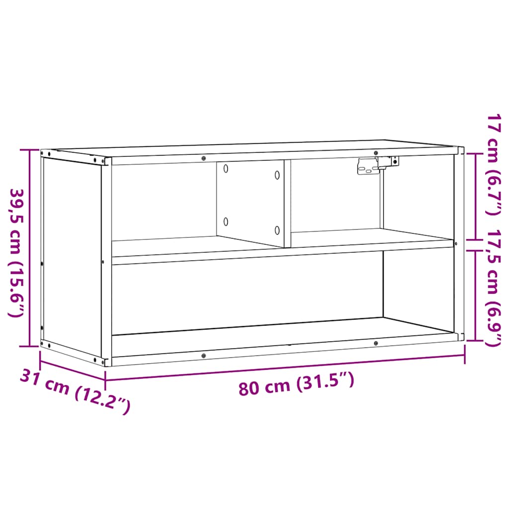 TV-Schrank Grau Sonoma 80x31x39,5 cm Holzwerkstoff und Metall