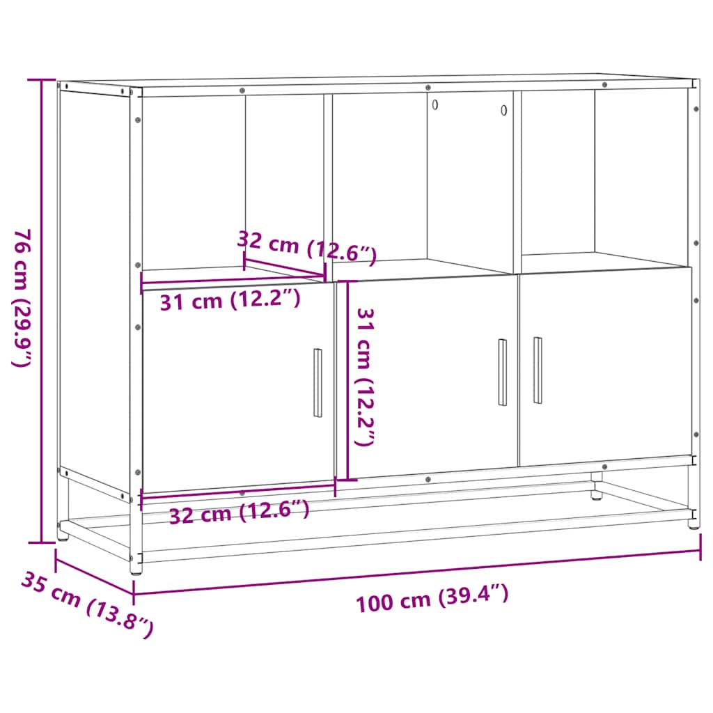Sideboard Grau Sonoma 100x35x76 cm Holzwerkstoff
