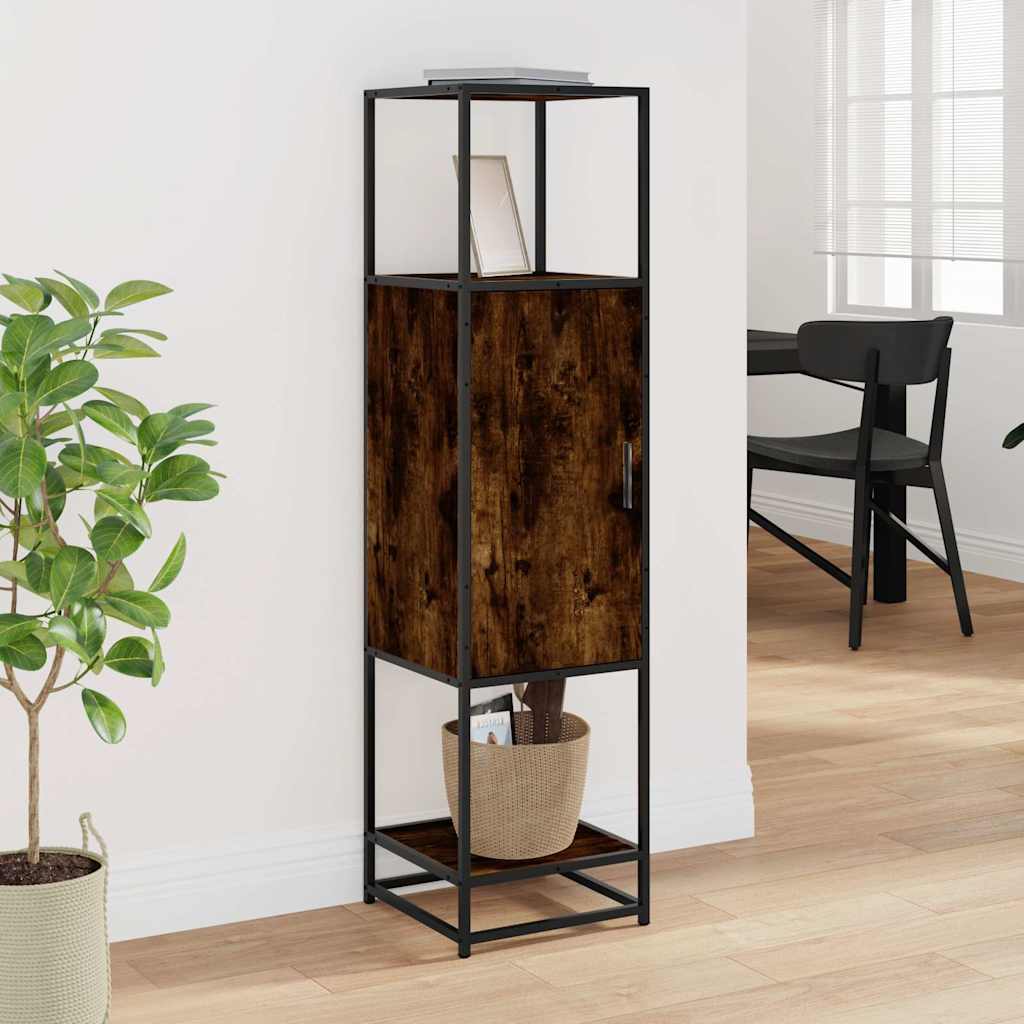 Highboard Räuchereiche 35,5x35x139 cm Holzwerkstoff Metall