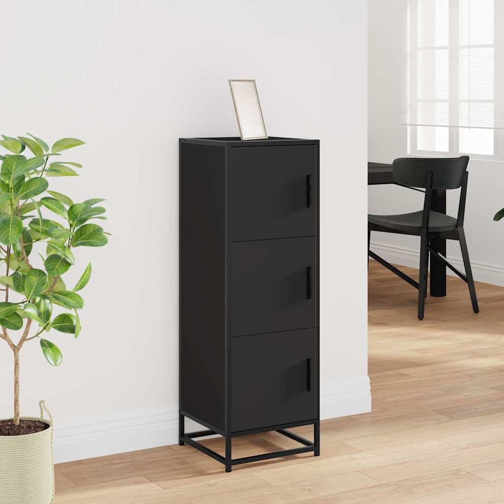 Highboard Schwarz 35,5x35x106,5 cm Holzwerkstoff und Metall