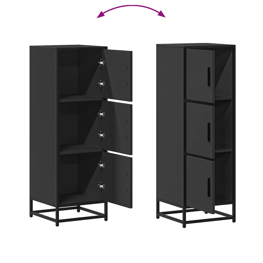 Highboard Schwarz 35,5x35x106,5 cm Holzwerkstoff und Metall
