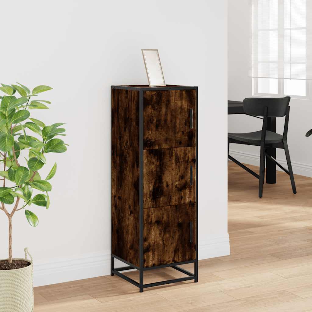 Highboard Räuchereiche 35,5x35x106,5 cm Holzwerkstoff Metall