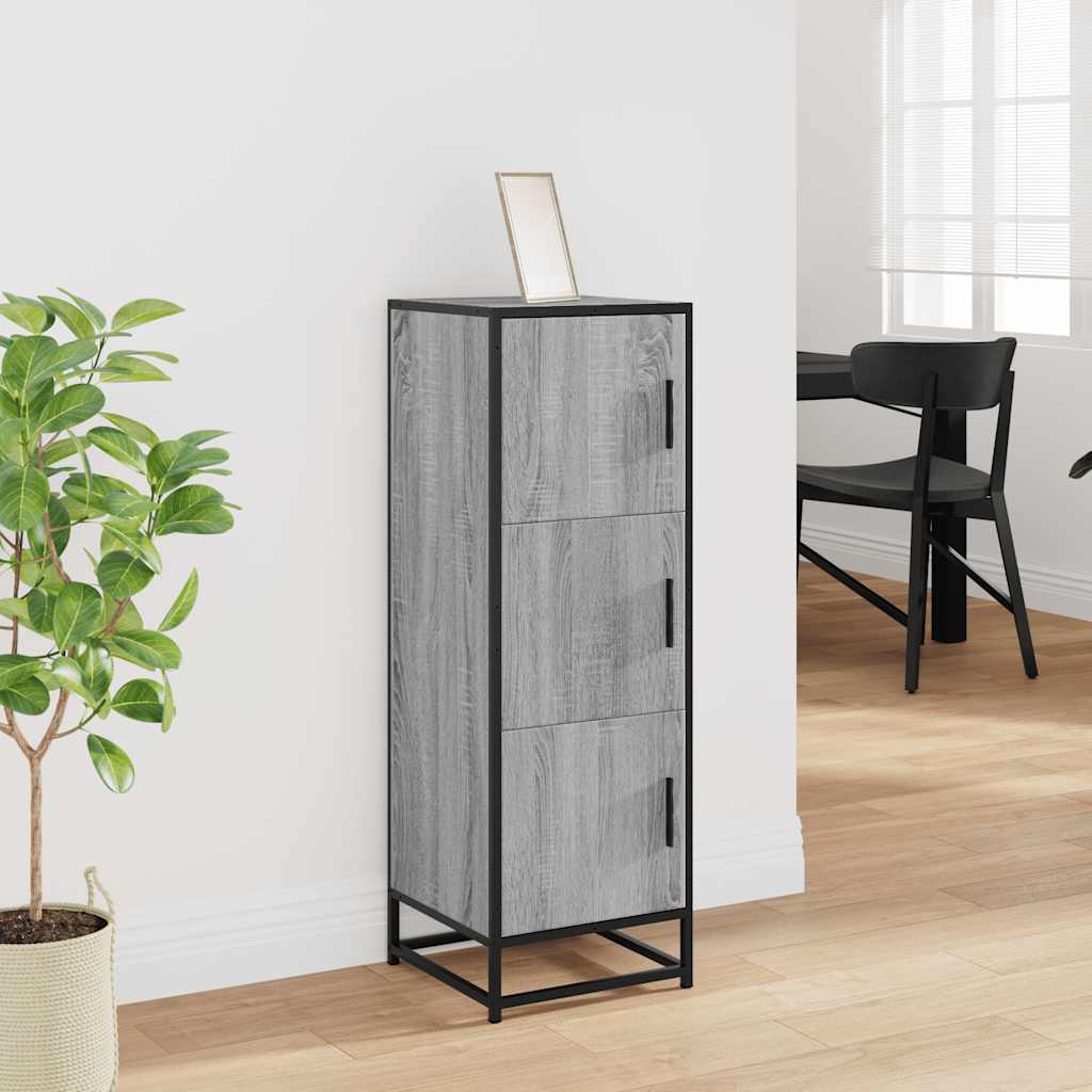 Highboard Grau Sonoma 35,5x35x106,5 cm Holzwerkstoff und Metall