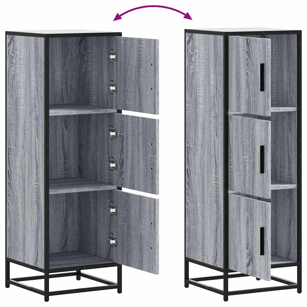 Highboard Grau Sonoma 35,5x35x106,5 cm Holzwerkstoff und Metall